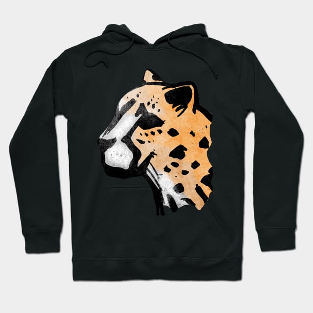 Cheetah head ink hand drawn illustration Hoodie by bernardojbp